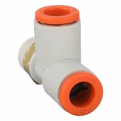 SMC KQ2Y07-01AS Polybutylene & Brass Tube Fitting, 1/8 in Pipe, White - Polybutylene & Brass Tube Fittings