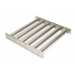 This rectangular grate magnet from ERIEZ features a stainless steel frame and rare earth primary magnet material. It is used for magnetic separation to remove ferrous tramp metal from free-flowing materials such as powders, granules, and slurries.