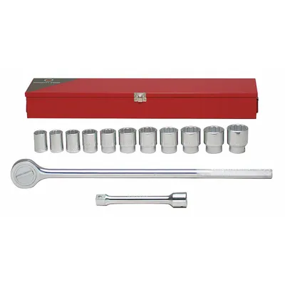 WRIGHT TOOL Socket Wrench Set: 3/4 in Drive, 13 Piece, 12-Point, SAE - SAE Socket Sets with Drive Tools