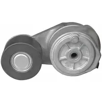 This DAYCO self-adjusting belt tensioner is designed for heavy-duty vehicle applications. It features a single pulley and automatically maintains proper tension on engine accessory drive belts, compensating for belt stretch and wear to reduce slippage. Suitable for use in fleet and vehicle maintenance