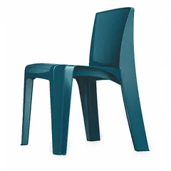 Freestanding single-seat stacking chair with a Slate Blue polyethylene seat and no arms. Meets CAL 133 and ANSI/BIFMA X5.1-2011 standards. Suitable for commercial and institutional settings such as conference rooms, training centers, and cafeterias.