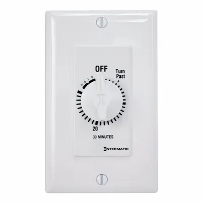 INTERMATIC Spring-Wound Timer: 30 min Max, SPST, 277V AC, No Wall Plate Included - Spring-Wound Mechanical Timers without Wall Plates