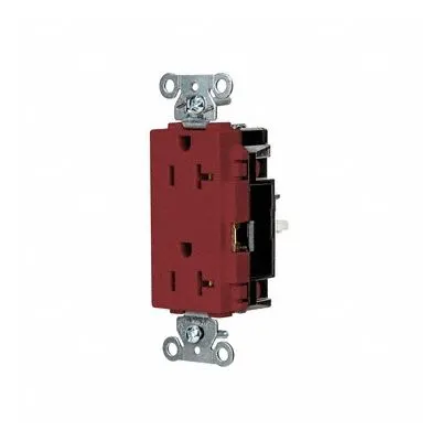 HUBBELL HBL2162STR Decorator Duplex Receptacle, 20A 125V AC, NEMA 5-20, Red - General Purpose Receptacles