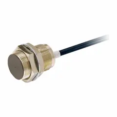 Shielded M12 cylindrical inductive proximity sensor with built-in connector for non-contact detection of metal objects. Operates on 10-30V DC supply with 3-wire configuration. Suitable for position sensing, presence detection, and counting in industrial automation systems such as manufacturing lines and packaging machinery.