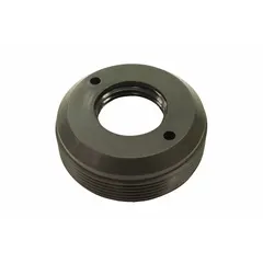 This plastic escutcheon retainer is designed for hand operation and is compatible with Acorn Lavatories, Air-Trol, and BestCare Faucets. It secures the escutcheon plate in place, commonly used in institutional plumbing fixtures to maintain a stable installation.