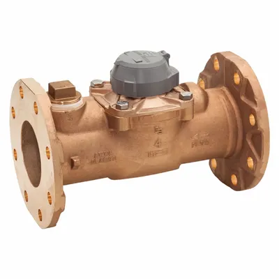 BADGER Turbine Flowmeter: Flow Meter, Water, Bronze, 4 in Flange, 4 in Connection Size - Nutating Disc Flowmeters for Water