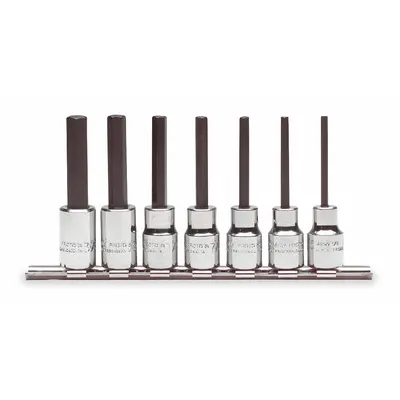 PROTO Socket Bit Set: 1 - 25 Pieces, 3/8 in Drive Size, 7 Pieces - Hex Bit Socket Sets