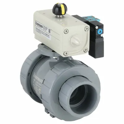 HAYWARD FLOW CONTROL Pneumatically Actuated Two-Way Ball Valve: 2 in, CPVC, Air to Air - CPVC Pneumatically-Actuated Ball Valves