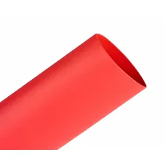 Standard heat shrink tubing for insulating and protecting electrical wires, cables, and connections. Red color with 3-inch inner diameter before shrinking and 1.5-inch inner diameter after shrinking. Each piece is 4 feet long, sold in a pack of 12. Suitable for industrial maintenance, automotive wiring, and electrical panel installations.