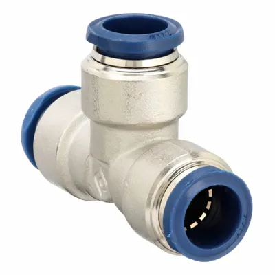 AIGNEP USA Nickel-Plated Brass Push-Fit Tee Fitting - Nickel-Plated Brass Tube Fittings