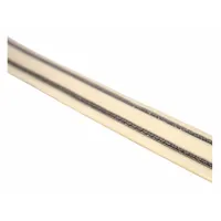 Stainless steel bird control shock track in beige finish with crimp design. Measures 2 inches in height by 50 feet in length. Used to deter birds from landing on ledges, roofs, and other building surfaces by delivering a mild electric shock