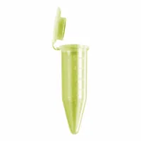 This 5 mL polypropylene centrifuge tube features a conical bottom and an attached yellow cap. It is graduated for volume measurement and is suitable for general laboratory centrifugation applications, including sample separation and sedimentation in biological, chemical, and clinical processing