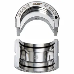 U Style replacement crimping die set for use with the M18 FORCE LOGIC 2779-22 crimping tool. Accommodates 750 kcmil conductors. Set includes upper and lower dies with black finish. Suitable for electrical wire and cable crimping in industrial installations.