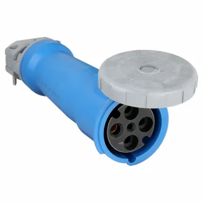 HUBBELL Pin and Sleeve Connector: Blue, 250V AC, Three Phase, 100 A, 3 Pole, 4 Wire - Washdown-Rated Connectors