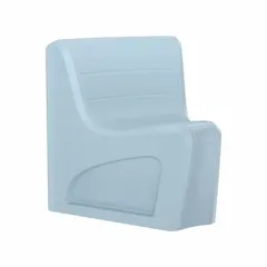 Armless lounge chair with a blue gray polyethylene seat. Floor-mounted single-seat configuration. Suitable for commercial waiting areas, lobbies, and break rooms.