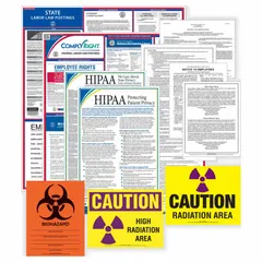 This poster set displays required federal and Oklahoma state labor law notices for healthcare settings. Printed in English on a 24 in x 24 in plastic sheet, it provides clear legal information for workplace posting compliance.