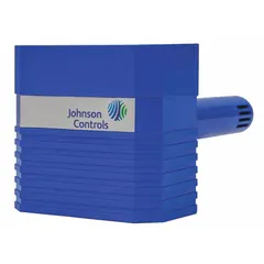 Duct-mounted sensor for measuring air temperature (32°F to 131°F, ±0.34°F accuracy) and relative humidity (20 to 80%, ±3% of full scale). Provides a 0 to 10V DC humidity output. Plastic housing with screw terminals. Includes Certificate of Calibration Conformance. Compatible with building automation systems for HVAC control and monitoring.