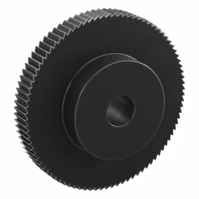KHK GEARS Ratchet Gear: 3.14 Pitch, 90 Teeth, 15 mm Bore Dia, Black Oxide-Coated Steel - Metric Ratchets with Hub
