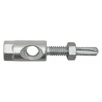 Steel rod hanger with zinc plating, designed for suspending threaded rod from steel beams or wood structures. Screw size 1/4 in, overall length 2 in, mounts horizontally or vertically. Suitable for indoor mechanical, electrical, and plumbing installations where seismic or concrete approvals are not required. Pack of 25