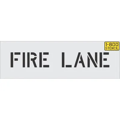 RAE Individual Stencil: Fire Lane, 0.062 in Thick, 4 in Overall Ht, 26 in Overall Wd - Light-Duty Message Stencils for Traffic & Parking Control