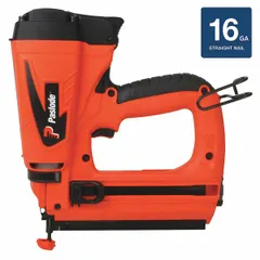 This cordless finish nailer drives 16-gauge nails with strip collation and a 0° magazine angle. It features sequential firing mode for precise placement and includes one 1.5 Ah battery and adhesive. Suitable for trim, molding, baseboards, and other finish carpentry tasks.