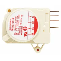 OEM replacement defrost timer for GE refrigerators and freezers. Controls the defrost cycle to prevent ice buildup and maintain cooling efficiency