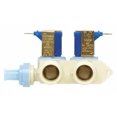 OEM replacement water inlet valve for refrigerators and freezers. Controls water flow to ice makers and water dispensers. Direct replacement for maintaining proper appliance operation.