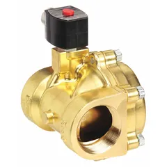 This 2-way, 2-position normally closed solenoid valve is designed for high-flow applications. It features a 2-inch pipe size, operates on 110V AC, and includes a watertight coil enclosure. The NBR seal makes it suitable for use in fluid control systems requiring reliable on/off control.