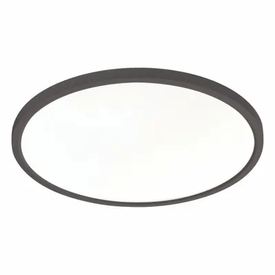 LED Flush Mount: 15 5/8 in Dia, Black, 1 in Ht, 2,525 lm, 3000K/4000K/5000K - Round Flush-Mount Lights with Metal Band