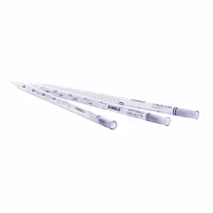 This sterile serological pipette is made from borosilicate glass and has a 50 mL capacity with 0.5 mL graduation increments. It is individually wrapped to maintain sterility. Suitable for precise liquid measurement and transfer in laboratory applications such as cell culture and microbiology.