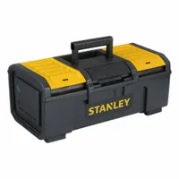 STANLEY Tool Box: 16 in W 8 3/4 in D 6 5/16 in H, Plastic, Black, Hinged Lid, Padlock (MPN STST16410)