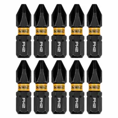 This 10-pack of #2 Phillips (PH2) insert bits features a standard hex shank for secure fit in impact drivers and screwdrivers. Each bit is 1 inch long, suitable for driving Phillips #2 screws in assembly, construction, and maintenance tasks.