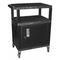 APPROVED VENDOR Audio-Visual Cart: 24 in L x 18 in W, 24 in L x 18 in W 34 in H, Plastic, Black (MPN WT34C2E)