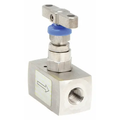 Parker Needle Valve: Inline Valve Body, 316 Stainless Steel, Integral Bonnet, 1/4 in Pipe Size - Stainless Steel Straight-Body Needle Valves