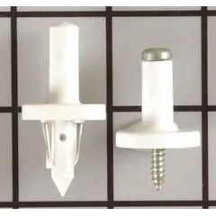 Refrigerator shelf support kit used to replace broken or missing shelf brackets in refrigerators and freezers. Restores proper shelf support to keep shelves level and securely hold stored items.