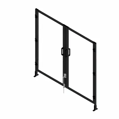 FAZTEK T-Slot Framing System Door: Stand-Alone, Black, Double Swing - Clear Plastic Standalone Door Kits