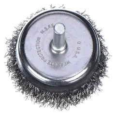 Crimped steel wire brush for light cleaning and surface preparation on carbon steel. Removes rust, scale, and light burrs without heavy cutting. Suitable for deburring, edge blending, and general maintenance tasks. Compatible with standard die grinders and rotary tools.