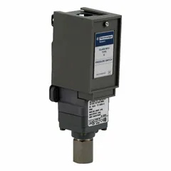 The TELEMECANIQUE SENSORS 9012GNG4 is a general purpose machine tool pressure switch from the 9012G Series. It features an adjustable pressure range of 1.5 psi to 75 psi and a single 1/4-18" FNPT pressure connection port. This switch is used for pressure monitoring and control in industrial equipment such as hydraulic or pneumatic systems on machine tools.