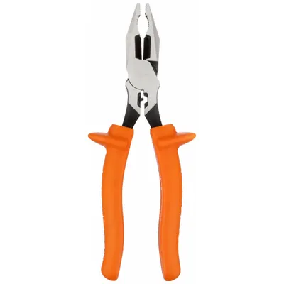 KLEIN TOOLS Linemans Plier: Insulated, Flat, 8 3/4 in Overall Lg, 1 3/4 in Jaw Lg, 1 in Jaw Wd - Multipurpose Insulated Lineman's Pliers