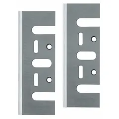 Steel replacement blades for trimming and smoothing wood surfaces. Compatible with DEWALT planer models D26676, D26677, DW680K, and N1900. Pack of 2.