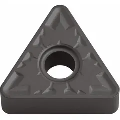 Triangle (T) indexable turning insert made of CVD carbide. Used for turning, facing, and profiling operations on steel and cast iron workpieces in general machining applications.