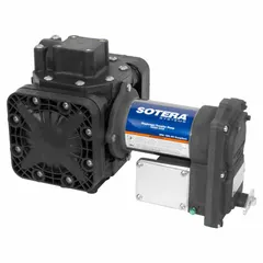 Diaphragm drum pump for transferring non-flammable fluids with viscosity up to 3,000 cps. Operates on 12 V DC with a 1/4 hp motor, delivering 13 gpm. Suitable for industrial fluid handling such as waste oil, coolants, and water-based solutions.