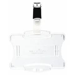 Clear plastic badge pouch for vertical orientation. Accepts badges up to 2 3/4 in height and 3/8 in width. Sold as a 25-pack. Suitable for displaying ID badges or access cards in workplace or event settings.