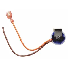 Defrost thermostat for commercial refrigeration systems. Compatible with Whirlpool, Amana, Caloric, Kenmore, and KitchenAid equipment. Regulates defrost cycles to prevent ice buildup and maintain cooling performance.