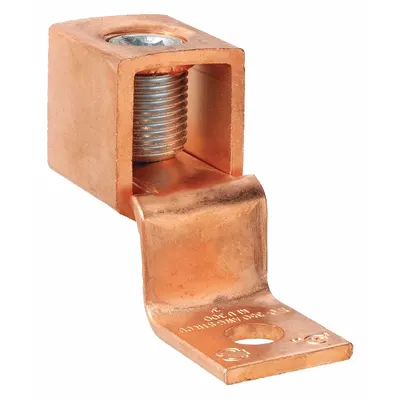 BURNDY Wire Connector: 1/0 AWG – 350 kcmil Wire Sizes, 3/8 in Stud Size - Straight Mechanical Lugs with Offset Tongues