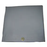 This heavy-duty cotton canvas tarp measures 4 ft wide by 7.75 ft long, with a thickness of 20 mil and weight of 14.5 oz per square yard. The gray fabric is coated with polyester for added protection. Suitable for covering equipment, materials, and worksites in industrial, construction, and agricultural settings