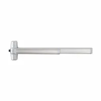 This VON DUPRIN rim-type exit device features a touchbar push pad and lever outside trim in gray finish. It is designed for commercial door applications requiring push-bar egress. Not ADA compliant and not ligature-resistant