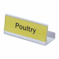 Silver identification tag for Elements Xtra shelving systems. Includes bottom post connector. Dimensions: 56 in H, 14 in D, 24 in L. Used to label shelf contents in commercial storage areas