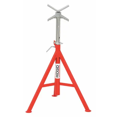 RIDGID V-Head Pipe Stand: V Head, 2,500 lb Max Load Capacity, Adj Leg, 52 in Max Ht - V-Head Pipe Stands