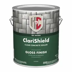 Clear gloss silicone-resin sealer for exterior concrete and masonry surfaces. Oil-based formulation provides a protective barrier against moisture, stains, and UV exposure. Suitable for driveways, patios, and walkways. 1-gallon container.
